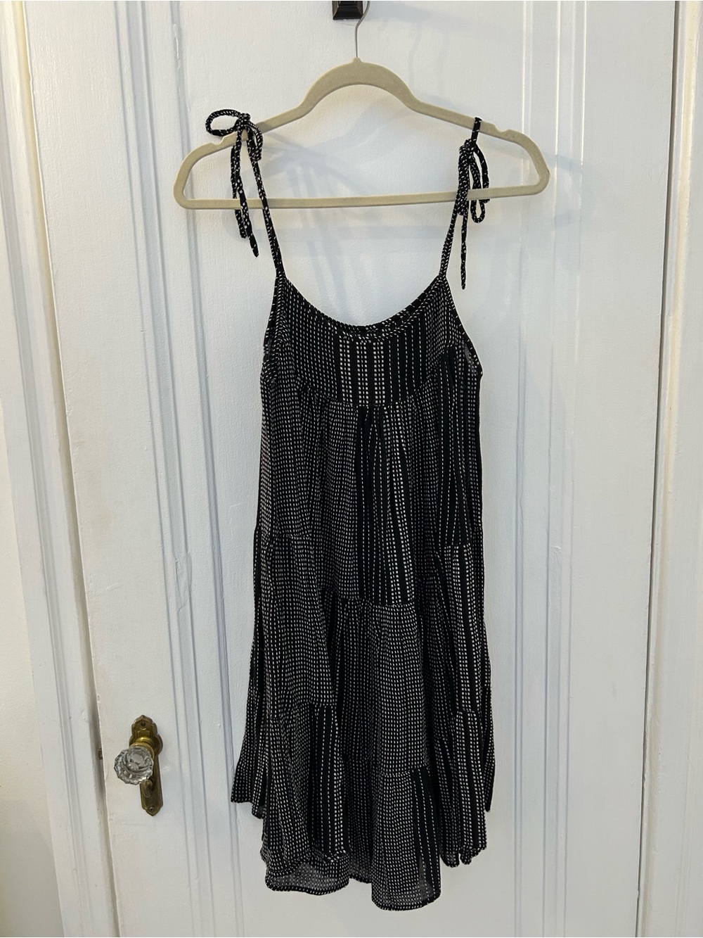 Elan Black Dress with White Stitching Detail